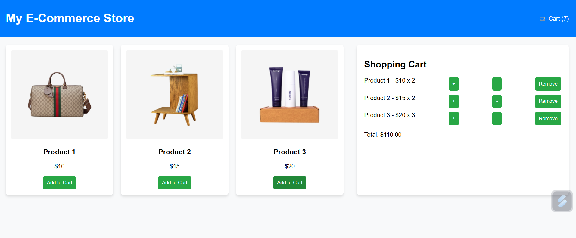 My E-Commerce Screenshot